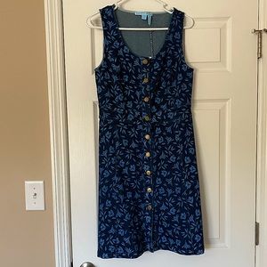 NWT size 8 Draper James floral denim button down dress